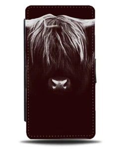 Hairy Bull Horns Flip Wallet Case Farm Animal Head Face Cow Outline E429 - Picture 1 of 3