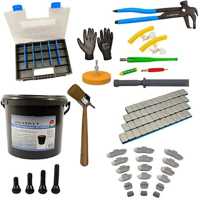 HASKYY® 336tlg Reifen-Montage Auswucht- Klebegewichte Gummiventile Montagepaste