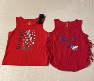 Patriotic Red Girls Tank Tops- Size S (6/6X) - Picture 1 of 4