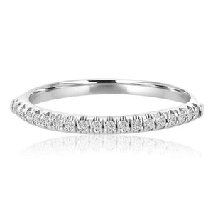 Anillo de boda de diamantes anillo de eternidad para mujer oro blanco liso de 14 K apilable real - Imagen 1 de 4