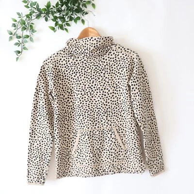 Sudadera túnica cuello embudo J.Crew para niñas Crewcuts marrón y negro lunares talla XL Foto 1 de 4