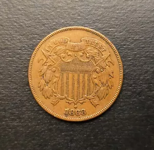 1868 Two-Cent Piece Near BU Full Details Strong 100% Original United States Coin - Picture 1 of 2
