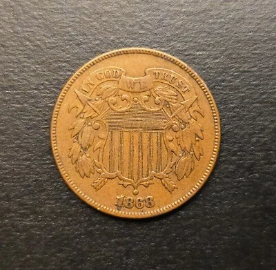 1868 Two-Cent Piece Near BU Full Details Strong 100% Original United States Coin - Image 1 of 2