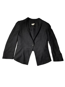 Womens Blazer Helmut Lang Size 12 Wool Blend Black White Tux - Picture 1 of 11