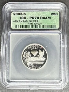 2003-S Silver Proof Arkansas Quarter ICG PR-70 DCAM, Buy 3 Items, Get $5 Off!!! - Picture 1 of 2
