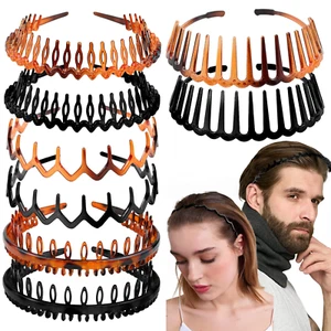 8 Pack Hair Comb Headbands Plastic Hair Hoop Hair Band Combs for Men Women - Picture 1 of 6