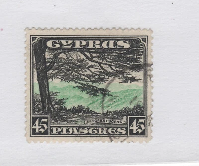 Chipre 1934 #135 45pi (escena forestal) matasellos ligeros en muy buen estado Foto 1 de 2