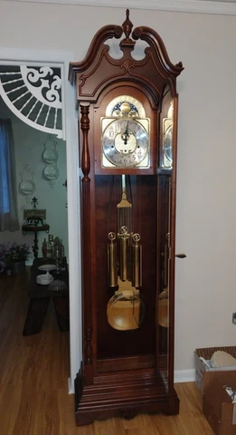 RIDGEWAY GRANDFATHER CLOCK Mechanical Weight Driven Moon Dial Westminster Chime Cover
