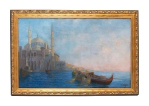 Ottoman Empire Istanbul, (Constantinople) Painting Oil on Canvas 19th c. Signed - Picture 1 of 11