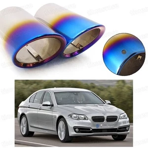 2x Car Exhaust Muffler Tip Tail Pipe Trim Blue for BMW 5-Series 2008-2016 #1075 - Picture 1 of 6