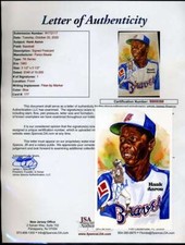 Hank Aaron JSA COA Signed Perez Steele Celebration Autograph