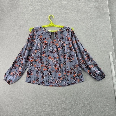 Blusa Mujer Abercrombie & Fitch L Púrpura Floral Botón Cuello Redondo Campesina Boho Foto 1 de 4