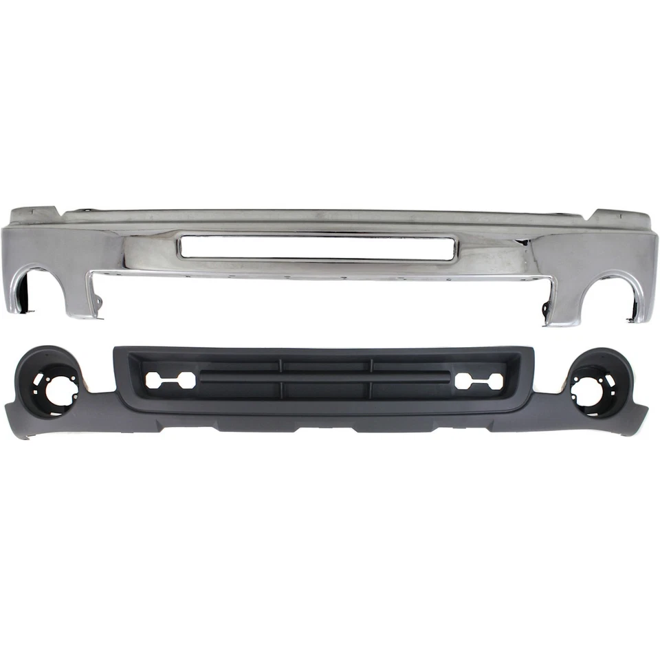 Front Bumper Kit For 2007-10 GMC Sierra 2500 HD Chrome Steel with Towing Package Foto 1 de 4