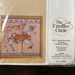 Creative Circle Embroidery Kit Christmas MERRY-GO-ROUND Carousel Horse NOS 1987 - Picture 1 of 2