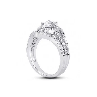 2ct D VS2 Pear Shape Natural Certified Diamonds 950 Plat. Halo Engagement Ring - Image 1 of 3
