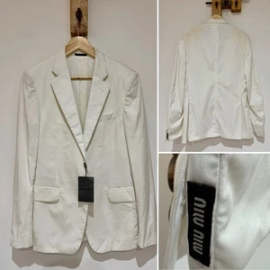 Miu Miu NWT S/S 2007 Runway White Cotton Tailored Blazer Jacket £1,200 Sz IT 48 - Picture 1 of 12