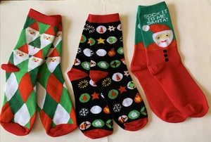 NWOT Christmas Socks - 3 Pairs - 7-12 - Picture 1 of 7