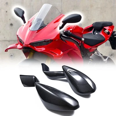 100% Carbon Fiber Front Rearview Mirrors Cover For Ducati Panigale V4 V4S 2025+ - Image 1 of 4