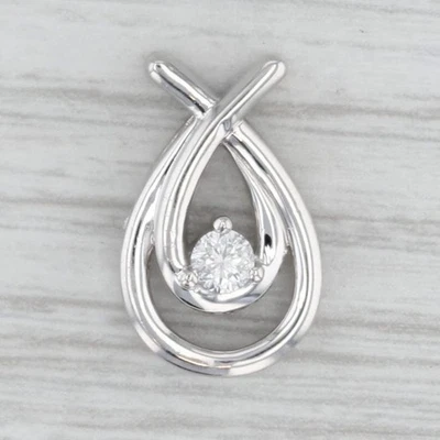 Colgante lágrima pez diamante 0,12 ctw oro blanco 14 k gota flotante Foto 1 de 4