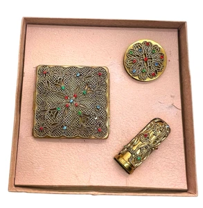 Hollywood by Max Factor 1950 Polvo "Jeweled" Compacto, Rubor y Soporte para Lápiz Labial - Imagen 1 de 4