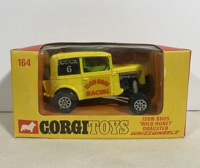 Vintage Corgi No. 164 Ison Bros. Racing Wild Honey Dragster Yellow  Whizzwheels - Image 1 of 4