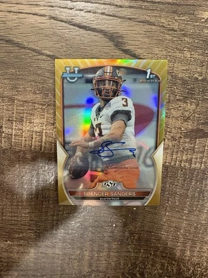 2022 Bowman Chrome University Gold Ref Autograph Spencer Sanders Auto RC #/50 - Image 1 of 2