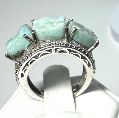 Rough Amazonite STS Silver Ring - Image 1 of 4