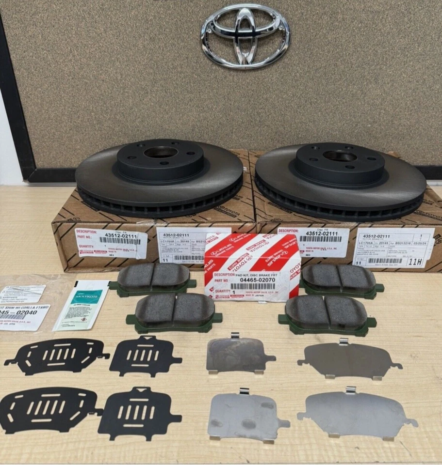 Toyota Corolla 2003-2007 genuino fabricante original nuevo rotores de freno delanteros pastillas y cuñas TCMC Foto 1 de 4