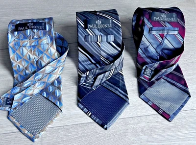 Lote de 3 corbatas Paul Dione patrones geométricos de seda Foto 1 de 4