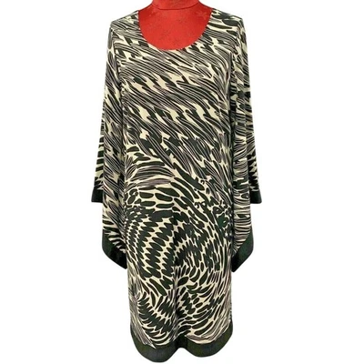Marc Bouwer Ladies Dress size L Black & Cream Bell Sleeve Scoop Neck Unique Chic - Image 1 of 4