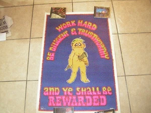 WORK HARD BE DELIGENT 1972 BLACKLIGHT POSTER VINTAGE POSTER WERKS - Picture 1 of 14