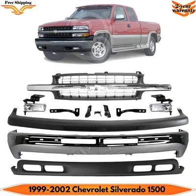 Front Bumper Chrome Kit For 1999-2002 Chevrolet Silverado 1500 & 2000-2006 Tahoe Foto 1 de 4