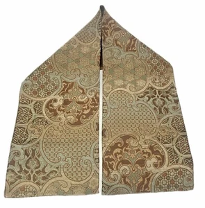 Table Runner Table Runner 71” x 14” Lined Brown Muted Teal Geometric Floral - Picture 1 of 5