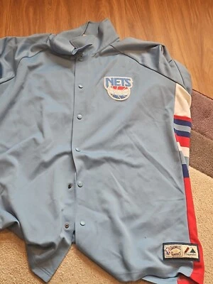 New Jersey Nets aba nba hardwood classics warmup jersey shirt size 3-4XL button - Image 1 of 4