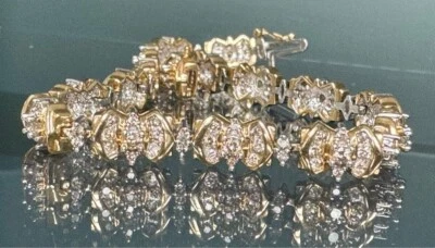 PULSERA ORO AMARILLO 14K ANUNCIO DIAMANTES 1 QUILATE Foto 1 de 4