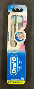 2 Pack Oral-B Gum Care Compact EXTRA SOFT Toothbrushes Teeth Dental Health - Picture 1 of 4