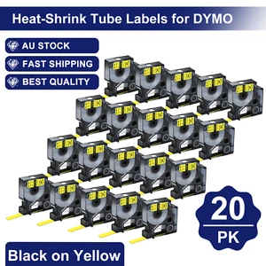20PK 18052 Heat Shrink Tube Black on Yellow for DYMO Rhino 3000 4200 6MM×1.5M - Bild 1 von 12