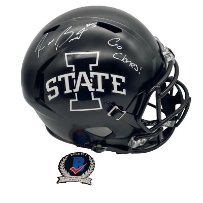 Rocco Becht Go Cyclones! Signed Iowa State Cyclones Black Full Size Helmet BAS - Image 1 of 4