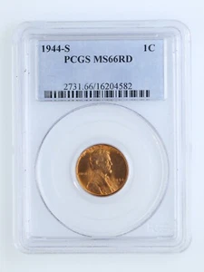 1944-S 1C RD Lincoln Wheat One Cent PCGS MS66RD - Picture 1 of 2
