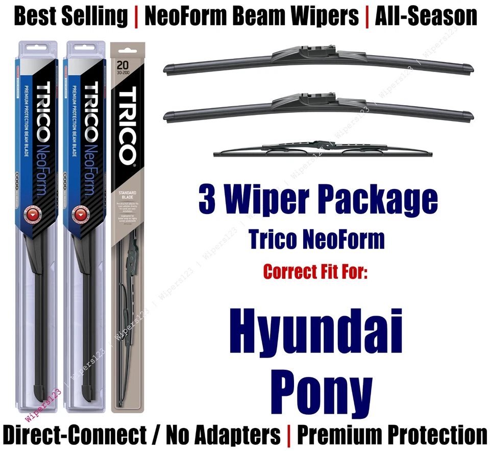 3pk Wipers Front & Rear NeoForm - fit 1984-87 Hyundai Pony 16160x2/30160 Foto 1 de 1