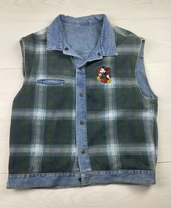 Vintage Disney Mickey Mouse Reversible Denim Vest Size 2XL - Picture 1 of 12