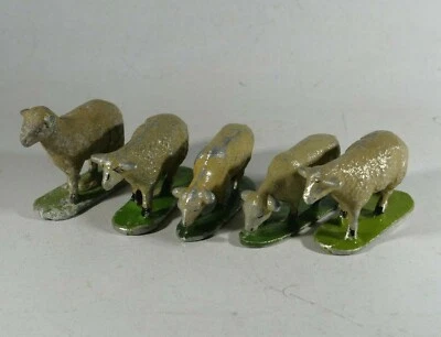 QUIRALU Lot de 5 moutons béliers métal ancien - Photo 1/4