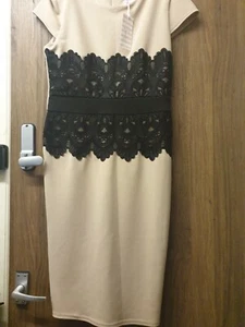 Ladies Lace trimmed Bodycon Dress Size 12 By Jessica - Picture 1 of 4
