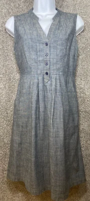 Vestido Fossil XS para mujer sin mangas denim cambray algodón bolsillos con botones cremallera Foto 1 de 4