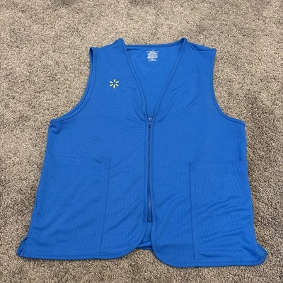 Walmart Employee Vest Blue Zip-Up Embroidered Spark Logo & Pockets Men's Large - Image 1 of 4