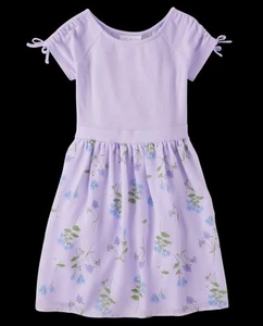 The Children’s Place Girls Floral Ribbed Fit And Flare Dress Purple Size 16 NEW - Picture 1 of 8