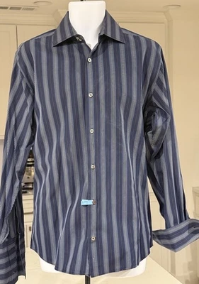 Banana Republic Men’s French Cuff Shirt Large 16-16 1/2 Blue  Stripe Size L - Image 1 of 4