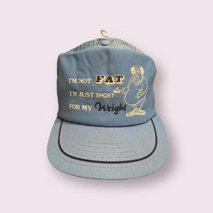 Vintage Trucker Hat Snapback 1980s Mesh 3 Three Stripe USA Made Funny - Picture 1 of 6