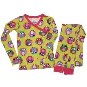Hanna Andersson Size 8 (130 cm) Girl Organic Cotton OWL Pajamas Yellow/Pink - Picture 1 of 3