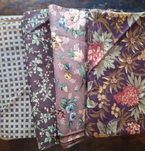 Vtg Quilting Cotton Fabric, Thimbleberries + 4 Purple tones Florals & Pattern - Picture 1 of 8